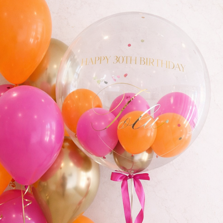 Fuchsia & Tangerine 24 in Bubble Balloon