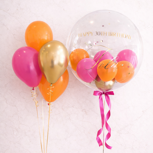 Fuchsia & Tangerine 24 in Bubble Balloon